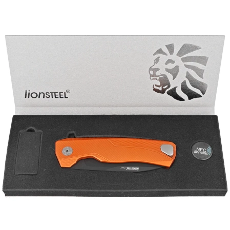 LionSteel ROK Knife Orange Aluminum, Black M390 by Molletta (ROK A OB)
