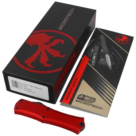 Nóż automatyczny OTF Microtech Hera II Mini Bayonet Red Aluminium, Black M390MK by Tony and Sean Marfione (1701M-1RD)