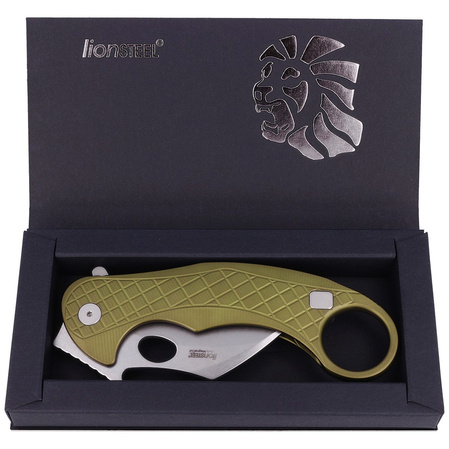 LionSteel L.E.One Knife Green Aluminum, Stonewashed MagnaCut by Emerson Design (LE1 A GS)