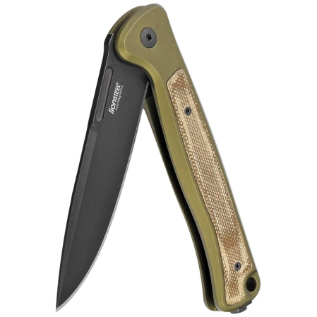 LionSteel Skinny Knife Green Aluminum/Green Canvas Micarta, Old Black MagnaCut by Molletta (SK01A GB)