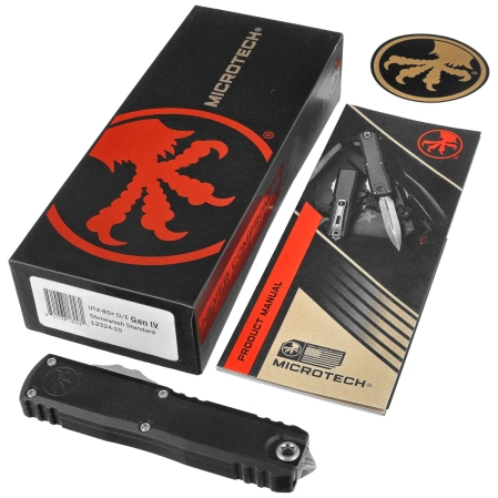 Microtech UTX-85 Gen IV D/E OTF Knife Black Aluminum, Stonewashed M390MK by Tony Marfione (12324-10)