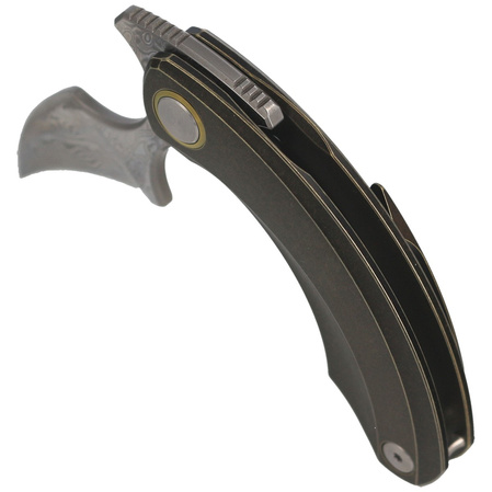 Bestech Strelit Bronze Stonewashed Titanium, Damascus by Ostap Hel Knife (BT2103J)