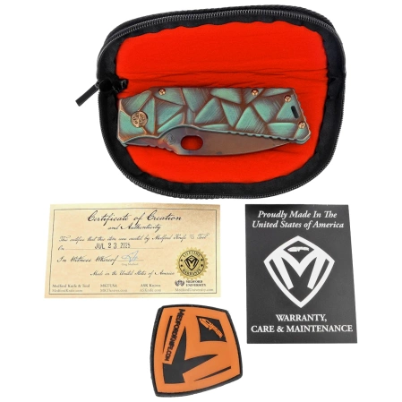 Nóż składany Medford TFF-1 Green Brsh/Bronze ''Stained Glass'', Bronze HW, Brsh/Bronze Clip, Vulcan S45VN by Greg Medford (MK0144VQ-35A4-T1C1-Q4)