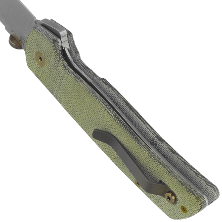 Nóż składany Fox Original Gangster OD Green Canvas Micarta, Stonewashed MagnaCut by Bob Terzuola (FX-ATC-OG01 MOD)