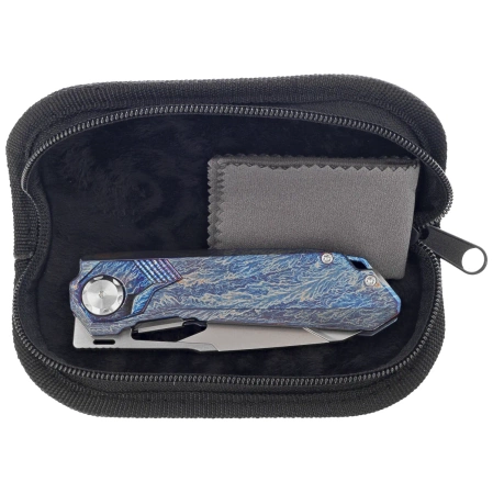 Nóż składany Remette RT-Peregrine Falcon Thunder Lightning Titanium, Hand Fine Grinding Pearlescent M390 (RTT1-TX)
