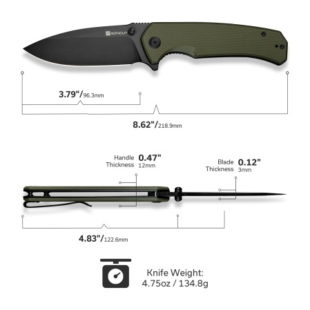Nóż składany Sencut Skarnax OD Green G10, Black 9Cr18MoV (S24025-2)