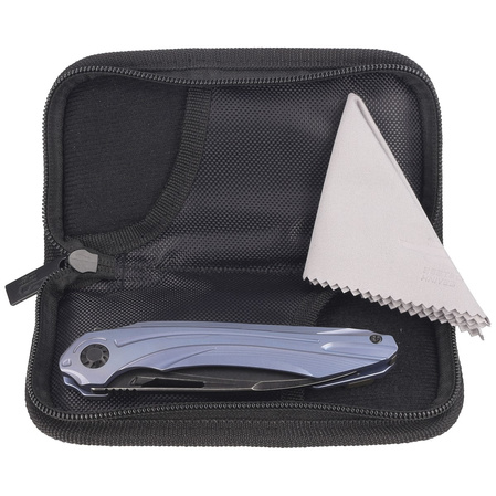 Bestech Wibra Blue Titanium, Black Stonewashed M390 by Kombou Knife (BT2001C)