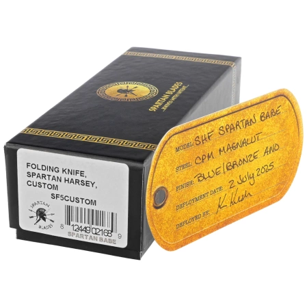 Spartan Blades Harsey Folder Babe Edition Blue Titanium, Bronze HW, Satin MagnaCut by William W. Harsey (SF5BABE)