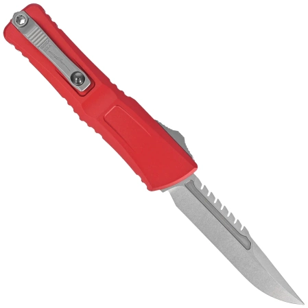 Microtech Combat Troodon Gen III Interceptor Signature OTF Knife Red Aluminum, Stonewashed M390MK by Tony Marfione (1217-10RDS)