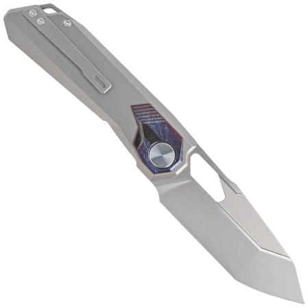 Nóż składany Remette RT-Peregrine Falcon Gray/Thunder Lightning Titanium, Hand Fine Grinding Pearlescent M390 (RTT1-G)