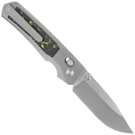 Nóż składany Remette RT-Aurora Gray Titanium/Carbon Fiber, Manual Fine Grinding Satin/Pearlescent M390 (AURA-Y)