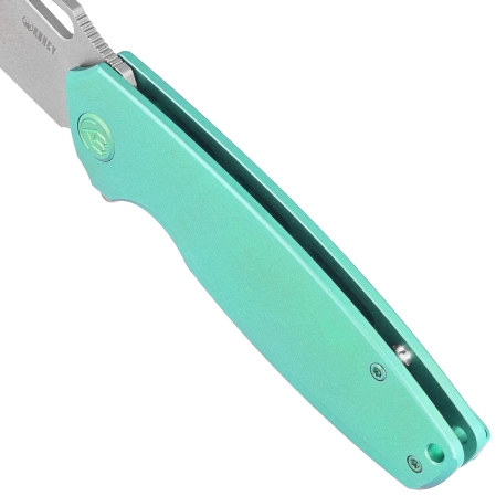 Nóż składany Kubey Tityus Green Titanium, Bead Blasted 14C28N (KB360B)