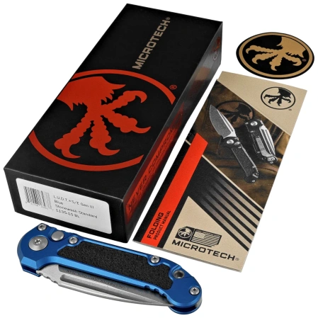 Microtech LUDT Gen III S/E Automatic Knife Blue Aluminum, Stonewashed M390MK by Tony Marfione (1135-10BL)