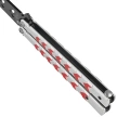 Third Decor Habitat Balisong Training Knife White/Red Aluminium, Black 420 (K2813-2)