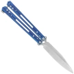 Third Decor Habitat Balisong Blue Titanium Stainless Steel, Satin 420 Butterfly Knife (K2920A)