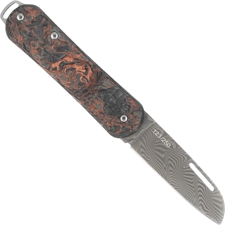 Fox Vulpis 108 LE No 123/250 Dark Matter Fat Carbon, Super Clean Damascus by Balbach Damast Pocket Knife (FX-VPDAM108 DMCO)