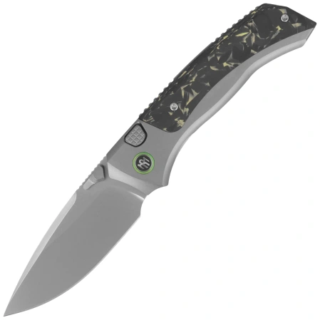 Remette RT-Steed Knife Gray Titanium/Black-Green Carbon Fiber, Pearlescent M390 (RTWS-TY)