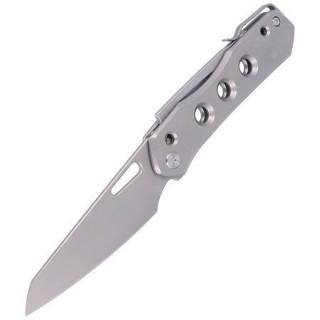 WE Knife Vision R Gray Titanium, Silver Bead Blasted CPM 20CV by Snecx Tan (WE21031-1)