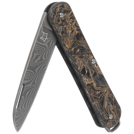 Fox Vulpis 130 LE No 128/250 Dark Matter Fat Carbon, Super Clean Damascus by Balbach Damast Pocket Knife (FX-VPDAM130 DMGO)