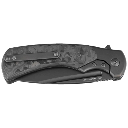 Fox 40th Anniversary Folding Knife Marble Carbon Fiber, Black PVD M390 knife (FX-F2017 R)