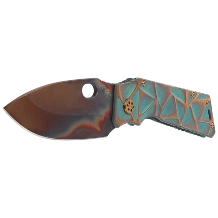 Medford TFF-1 Knife Green Brsh/Bronze ''Stained Glass'', Bronze HW, Brsh/Bronze Clip, Vulcan S45VN by Greg Medford (MK0144VQ-35A4-T1C1-Q4)