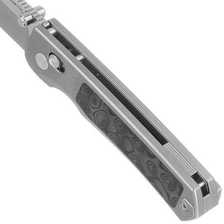 Nóż składany Remette Aurora Gray Titanium/Carbon Fiber, Manual Fine Grinding Satin Surface/Pearlescent Surface M390 (AURA-D)