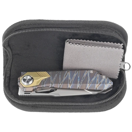 Nóż składany Remette RT-Peregrine Falcon Tiger Stripe/Gold Titanium, Hand Grinding Pearlescent M390 (RTT1-C)