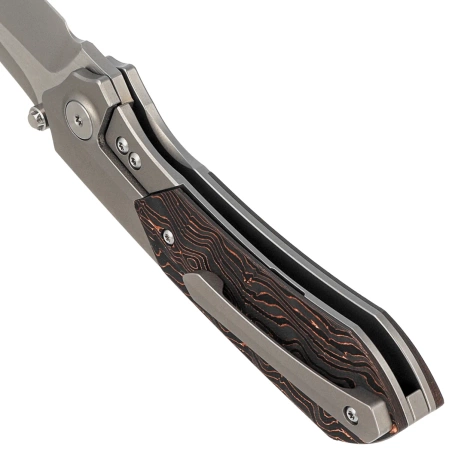 Remette RT-Meteor Knife Gray Titanium/Copper Carbon Fiber, Pearlescent M390 (RTPT-D)