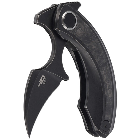 Bestech Strelit Black Titanium/Marbled Carbon Fiber, Black Stonewashed M390 by Ostap Hel Knife (BT2103L)