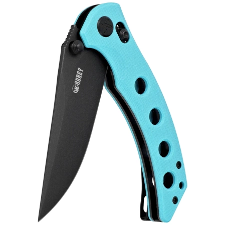 Kubey Hound Knife Light Blue G10, Blackwashed 14C28N by Maksim Tkachuk (KU172D)