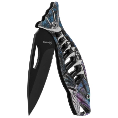 Martinez Albainox Fishing Knife Key-ring Blue Aluminum, Black 3Cr13MoV (18504-BL)