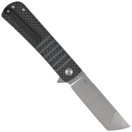 Bestech Titan Knife Black Carbon Fiber/Blue G10, Stonewashed/Satin 154CM by Keanu Alfaro (BL04B)