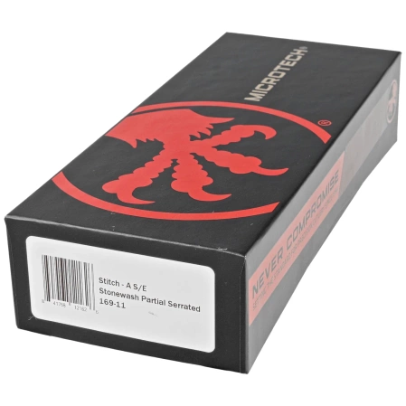 Microtech Stitch-A S/E Automatic Knife Black Aluminum, Stonewashed M390 P/S by Borka Blades and Tony Marfione (169-11)