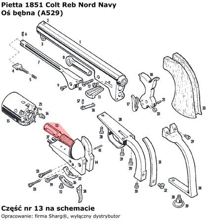 Pietta 1851 Navy, 1860 Army, 1861 Navy Base Pin Finished (A529)