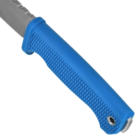 Demko FreeReign Drop Point Knife Blue Rubberized, Satin AUS10A by Andrew Demko (FR-10A-BLUE-DP)