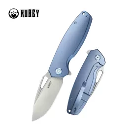 Kubey Tityus KB360D Knife Blue Titanium, Bead Blasted 14C28N