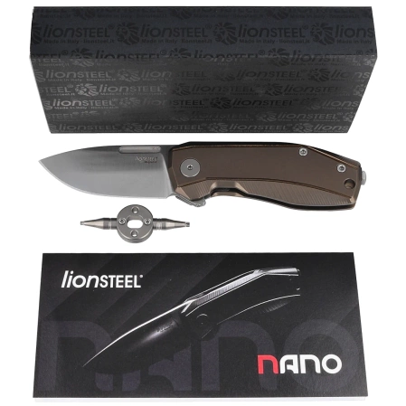 LionSteel Nano Bronze Titanium, Satin MagnaCut Knife (NA01 BR)