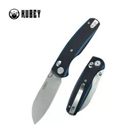 Nóż składany Kubey Breeze Black / Blue G10, Stonewashed 14C28N by Caleb Waldman (KU288D)