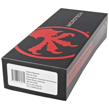 Microtech Glykon Bayonet OTF Knife Natural Clear Aluminim/Apocalyptic Titanium, Apocalyptic M390 by Tony and Sean Marfione (184-10APNC)