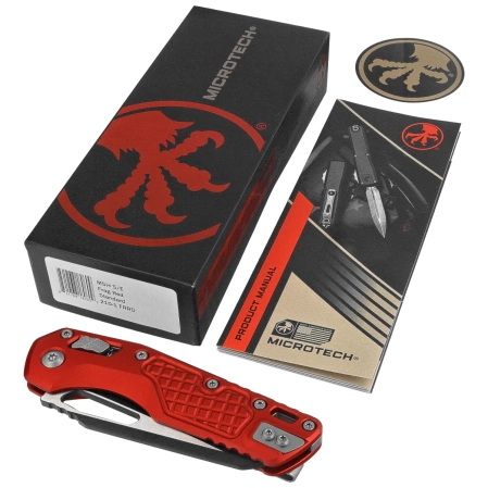 Microtech MSI S/E Knife Red Frag Aluminum, Black M390MK by Tony Marfione (210-1FRRD)