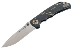 Nóż składany Spartan Blades Harsey Folder Plague Doctor Black/Gold Titanium MagnaCut by William W. Harsey (SF5DOCTOR BK)