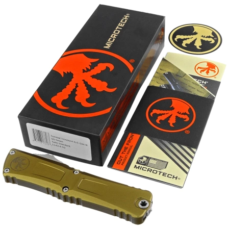 Nóż automatyczny OTF Microtech Combat Troodon Gen III D/E OD Green Aluminium, Satin M390MK by Tony Marfione (1142-4OD)