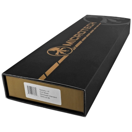 Microtech Santoku 6'' Kitchen Knife Black G10, Stonewashed M390MK (3200-10BK)