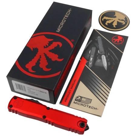 Microtech Ultratech Gen IV D/E OTF Knife Red Aluminum, Black M390MK by Tony Marfione (11224-1RD)
