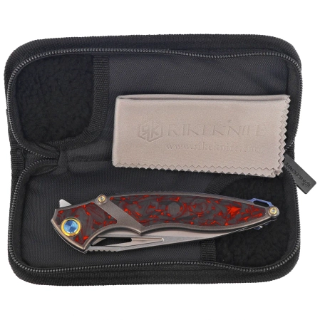 Nóż składany Rike Knife RK 1902 R/CF Titanium/Red Carbon Fiber, Bead Blasted M390