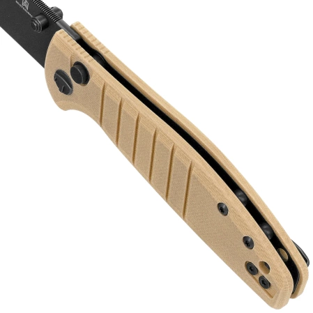 Bestechman Goodboy Jr. Knife Khaki G10, Black PVD D2 by Keanu Alfaro (BMK10F)