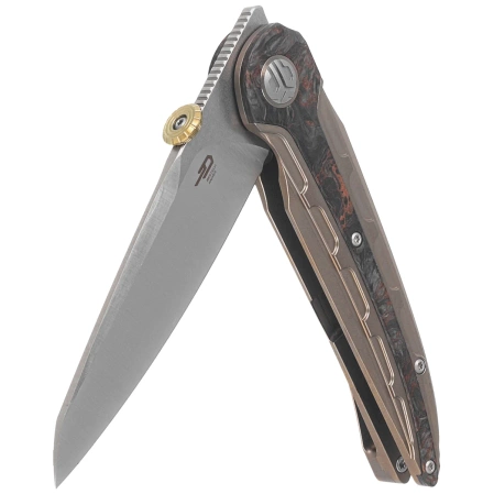 Bestech Prydwen Knife Bronze Titanium/Dark Matter Copper Fat Carbon, Stonewashed/Satin MagnaCut by Kombou (BT2409B)