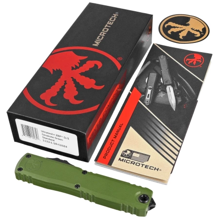 Microtech Ultratech Gen III ZBP D/E OTF Knife Green Cerakote Aluminum, Green Cerakote M390MK by Tony Marfione (1122-1GR-C20Z4)