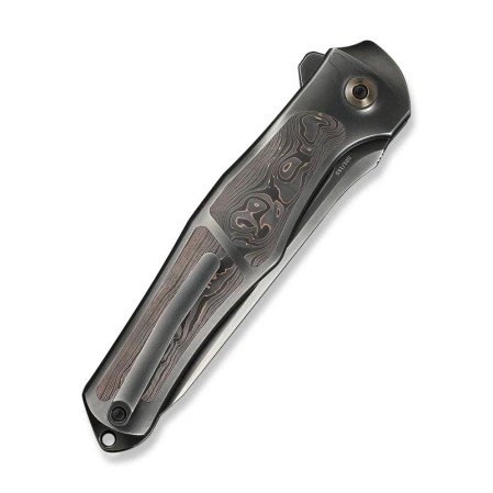 WeKnife 702XI LE No 146/150 Gray Integral Titanium/Copper Foil Carbon Fiber, Polished Gray M390 (WE07B-3)