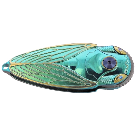 Nóż składany Rike Knife RK Cicada-GG Green / Gold Titanium, Bead Blasted M390